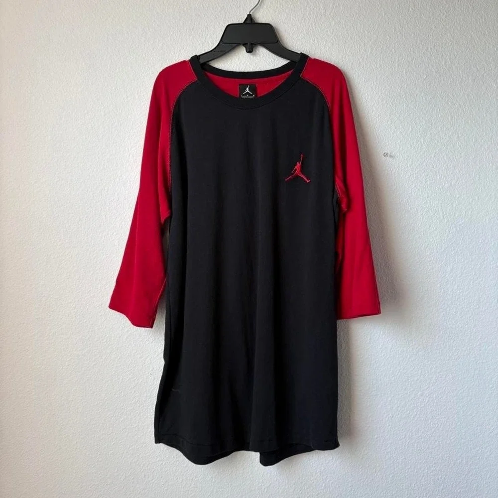 Jordan 23 True 3/4 sleeve raglan shirt Red Black Sz Large